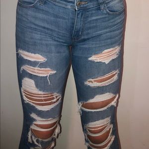 ripped blue medium wash jeggings